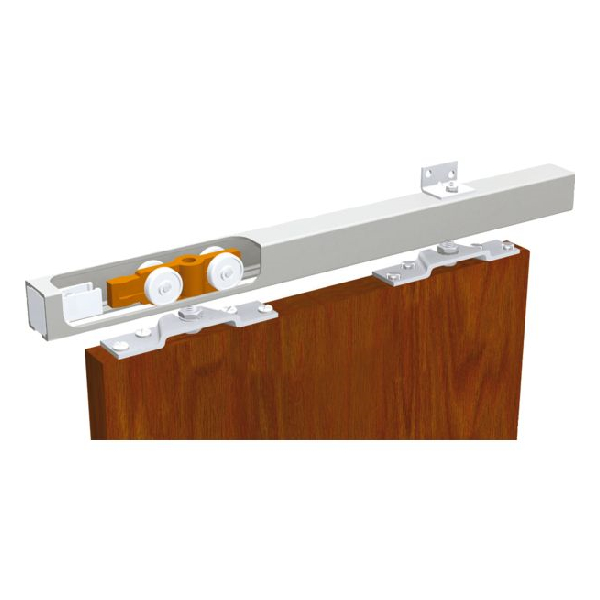 Kit coulissant pour porte - Rail aluminium 1,90 m + 2 montures MA40B 40 kg avec platines + Accessoires de montage