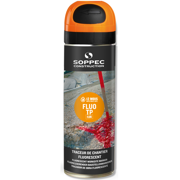 Traceur de chantier FLUO TP durée 12 mois orange fluorescent 500ml