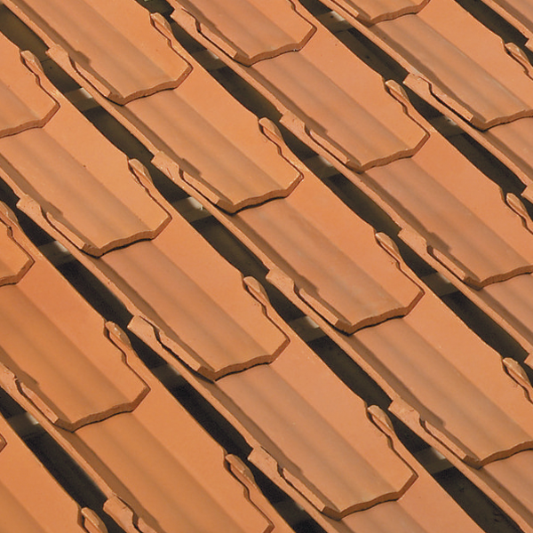 Tuile de courant à fond plat en terre cuite - Système Stop - pour toitures exposées au vent - Rouge