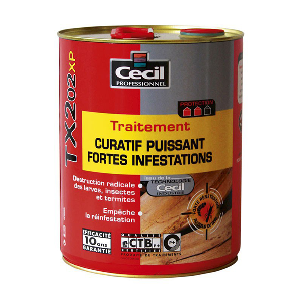 Traitement curatif insecticide puissant bois intérieur TX202 XP Cecil - Incolore - Bidon 5L