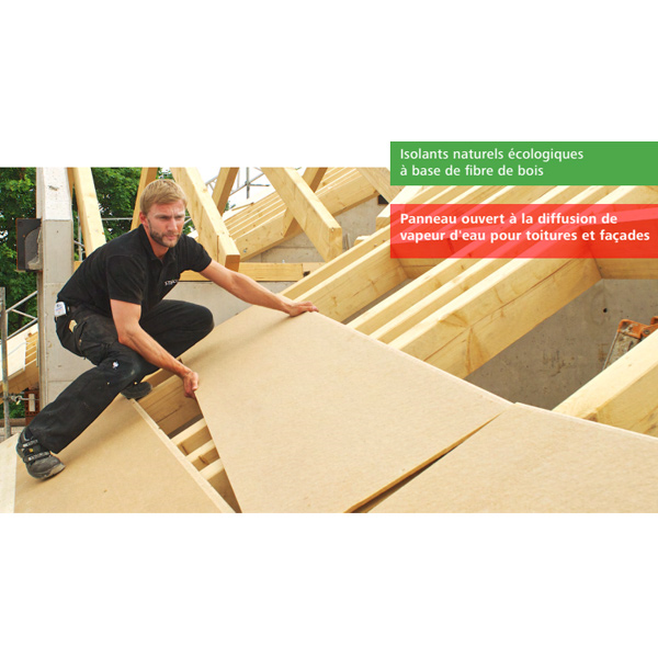 Panneau fibre de bois pare-pluie et coupe-vent pour toiture et façade en neuf - Steico Universal - 2,23 M x 0,60 M - ép. 22,00 MM