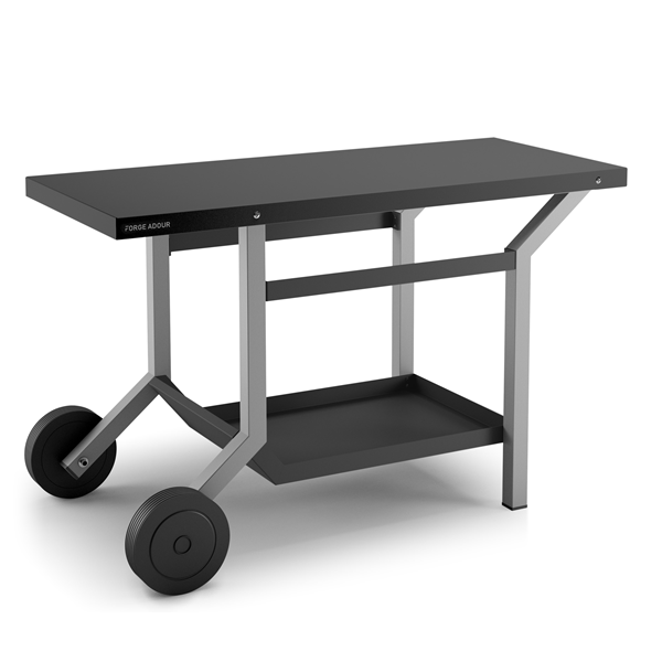 Table roulante TRA NG acier noir et gris clair mat plancha Forge Adour