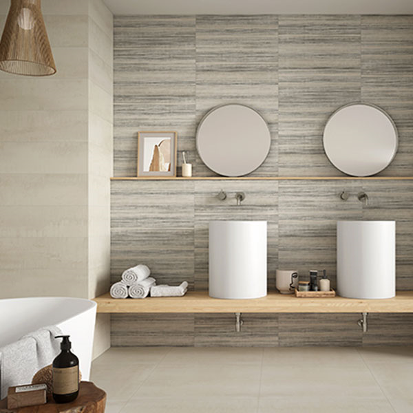 Faïence murale effet '"béton" CUSSET - Beige 20 cmx60 cm