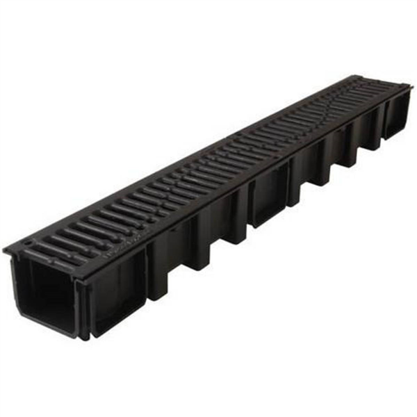 Caniveau avec grille en fonte - résistance B125 - Connecto Nicoll - L. int. 98 mm / ext. 136 mm - 1 ml