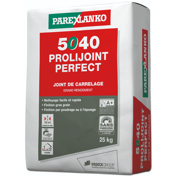 Joint de carrelage classique - PROLIJOINT PERFECT 5040 - Joints sol 3 à 15 mm - Gris perle Sac de 25 KG
