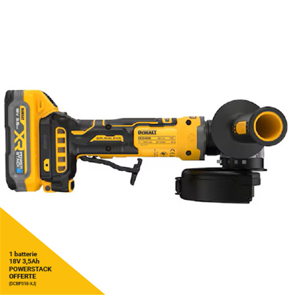 Meuleuse d'angle sans fil 18V 125 mm - DCG404S2T-QW Dewalt - En coffret avec 2 battries 3,5 Ah Powerstack et chargeur