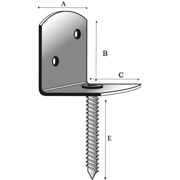 Connecteur de palissade Simpson CP en acier électro-zingué blanc - 38 x 35 mm