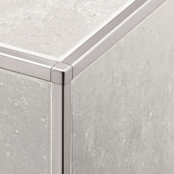 Profilé de finition pour angles sortants de carrelage Quadec - Acier brossé - H = 12.5 MM - longueur 2,5 M