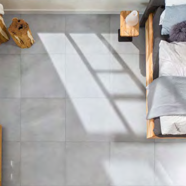 Carrelage sol intérieur effet béton - grès cérame émaillé rectifié - 80,0 CM x 80,0 CM - ép. 10,00 MM - Gris clair