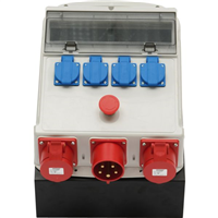 Coffret de chantier 30 mA sur socle avec arrêt d'urgence et prolongateur 2 mètres H07 5G2.5