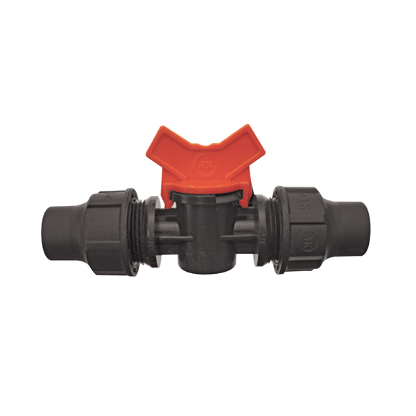 Vanne de régulation à compression pour arrosage goutte à goutte - Ø 17 x 20 mm - PE Noir
