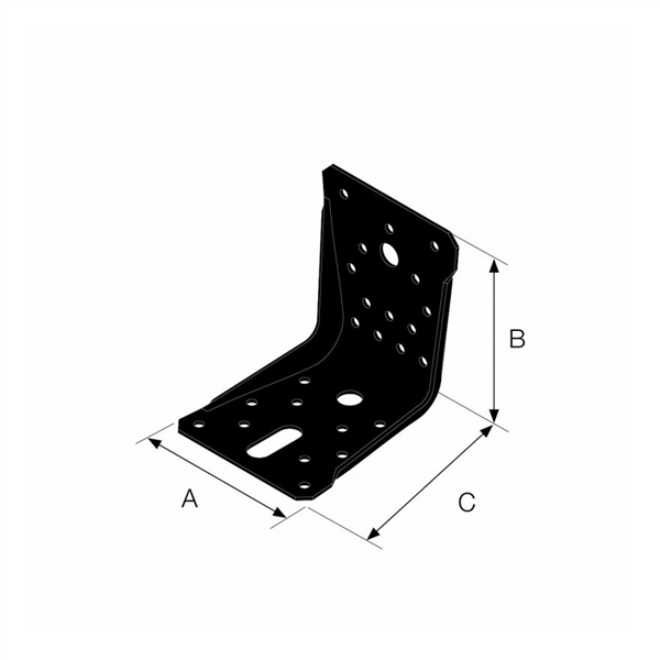 Equerre de structure pour charpentes bois - ABR100PB finition noire - 100x100x90 mm épaisseur 2 mm