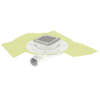 Siphon sol carrelé faible hauteur Diam. 40 mm avec grille et cadre inox 304 - Sortie hor