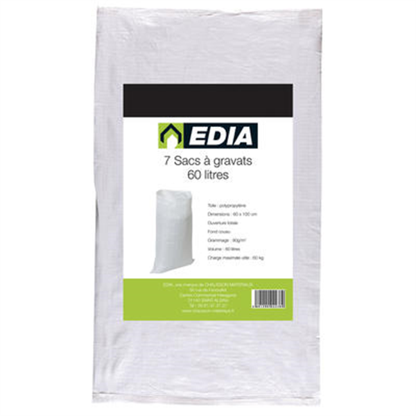 Sac à gravats tressé Edia 60 x 100 cm capacité 60 litres - lot de 7