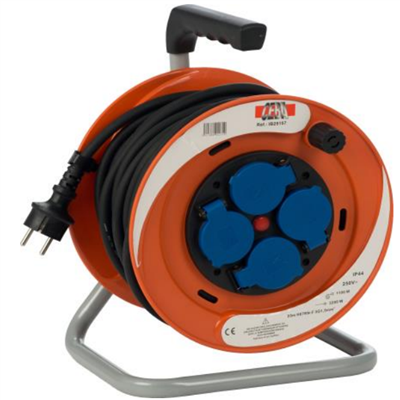 Enrouleur électrique avec disjoncteur thermique - 4 prises à clapet - Câble 40M 3G 1,5