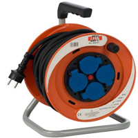 Enrouleur électrique avec disjoncteur thermique - 4 prises à clapet - Câble 40M 3G 1,5