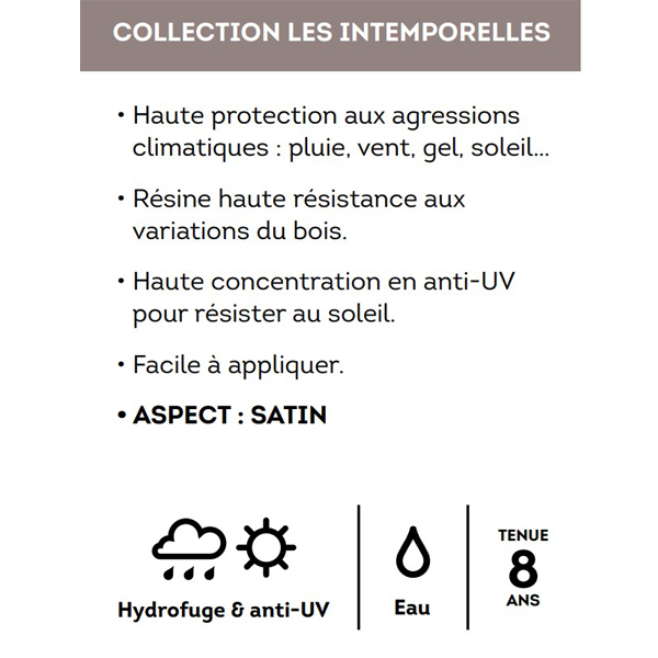 Lasure bois extérieur V33 - Résine haute protection - Chêne clair - Aspect satin - Pot 5L