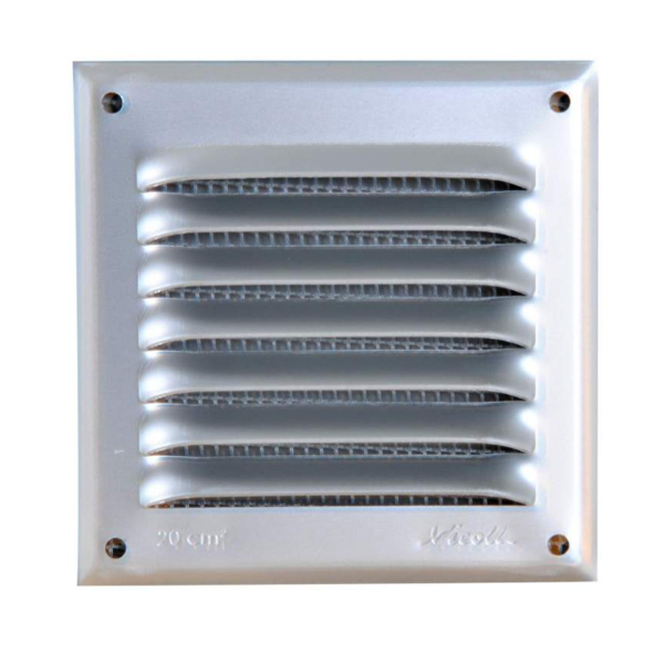 Grille de ventilation Nicoll à persiennes avec moustiquaire - Extérieur - 200 x 200 mm -  Aluminium gris