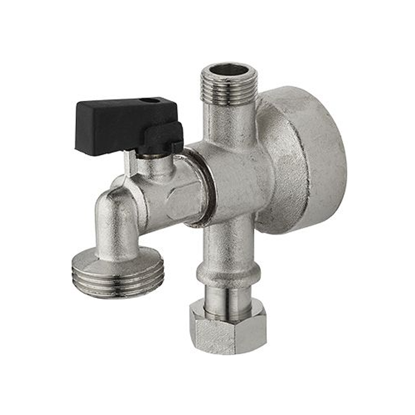 Robinet té de piquage pour machine à laver - Jupe haute - MF 12 x 17 - M 20 x 27 - Laiton