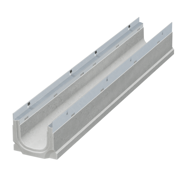 Caniveau en béton C40/50 avec feuillures acier revêtement Magnelis et grille fonte C250 - BIRCOslim DN 150 - 500 mm