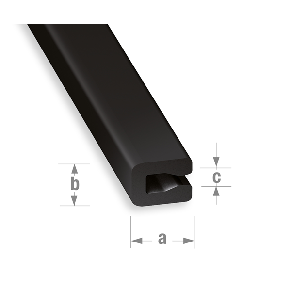 Profil U pour entourage tôle en PVC noir - 7 x 4 x 2 mm - longueur 1 mètre