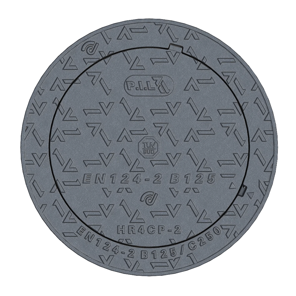 Regard de visite rond en fonte B125 avec couronnement béton C35/45 - garde anti-odeur et relief antidérapant  - Ø 480,0 mm