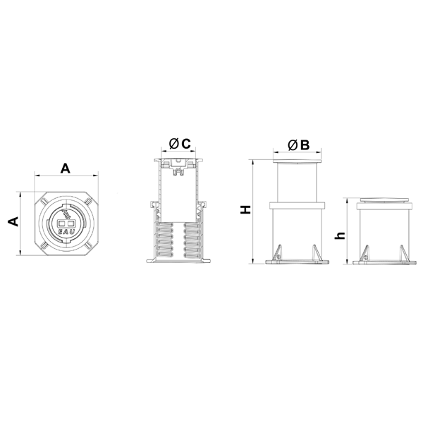 Bouche à clé Hexagonale réhaussable en fonte - hauteur de réglage 110 mm - pour réseau incendie