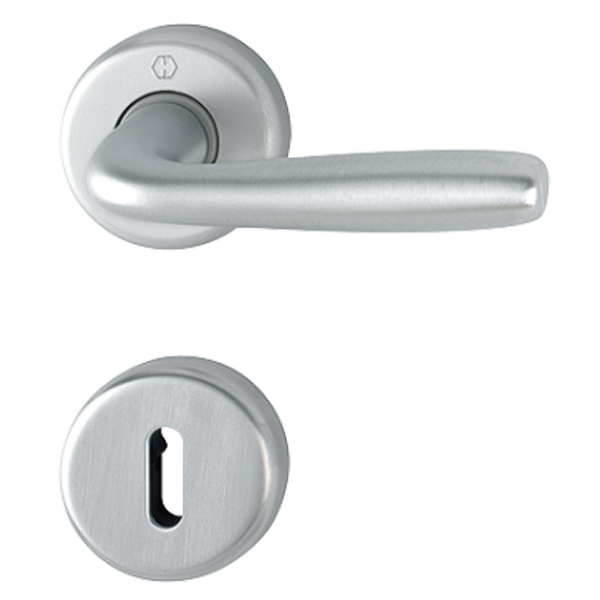 Ensemble sur rosace clé en L Maribor Hoppe Alu finition chromé mat pour porte de 37 - 47 mm