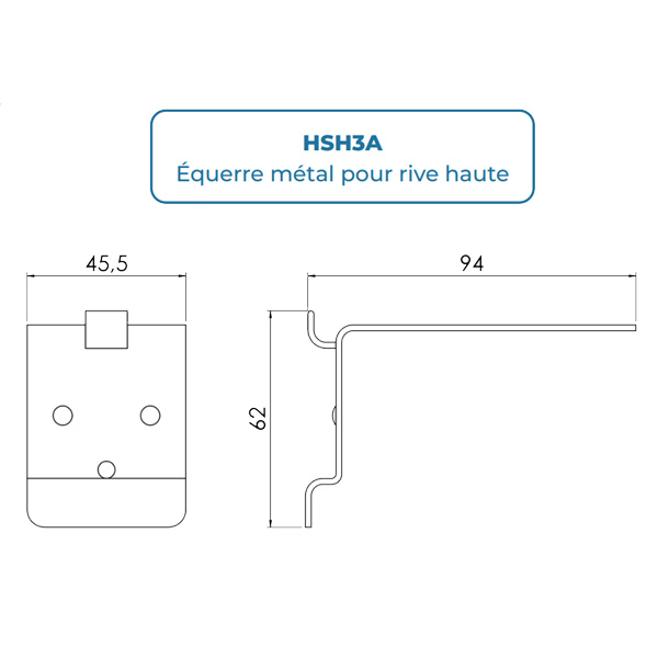 Équerre métallique rive haute HSH3A pour pose en échelle de pignon des bandeaux de rive Rivepro