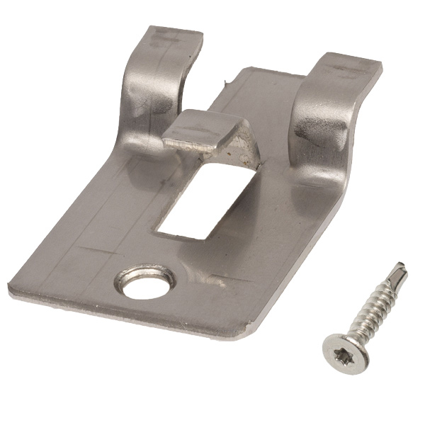 Clip simple avec vis inox pour fixation lame de terrasse Silvadec sur lambourde - Sachet de 30