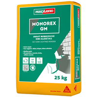 Enduit monocouche semi-allégé OC1 - Monorex GM Parex - Grain moyen - G20 Blanc cassé - Sac de 25 KG