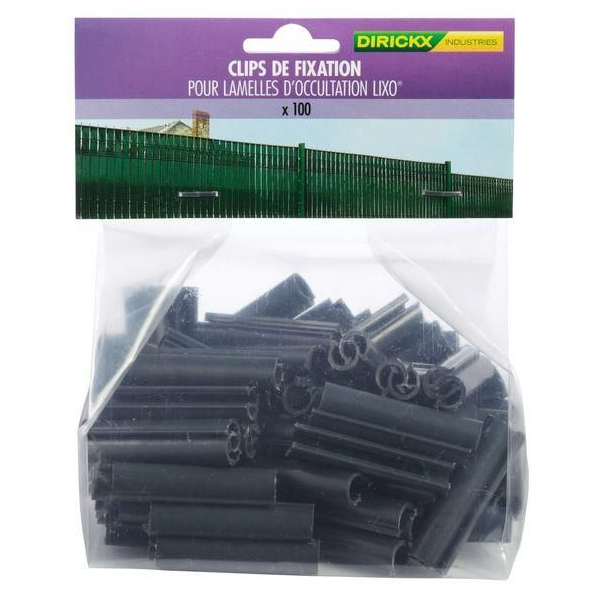 Clip de fixation Lixo Dirickx pour latte d'occultation de clôture - gris anthracite RAL 7016 - lot de 100