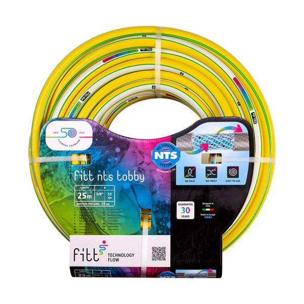 Tuyau d'arrosage NTS Tobby - Fitt - Diamètre 15 mm - Longueur 50 mètres - Jaune