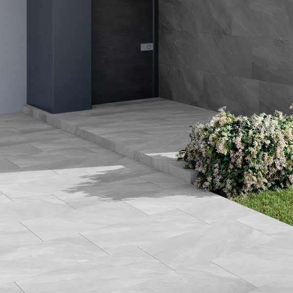 Carrelage extérieur en grès cérame rectifié effet pierre Titano Grip - 60 CM x 60 CM - ép. 20 MM - Beige