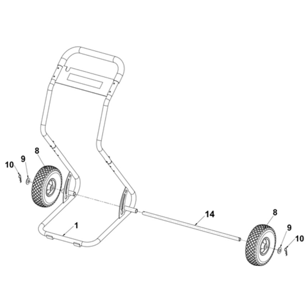 Axe de roues pour dévidoir 2 roues Edia - Diamètre 20 mm - Longueur 710 mm - Acier