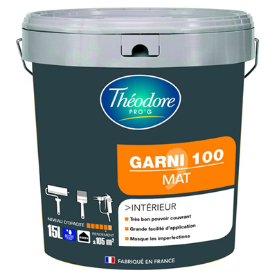 Peinture intérieure garnissante idéale chantiers Garni 100 Théodore Pro'G - Blanc Mat - Pot 15L