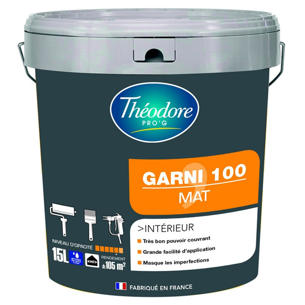 Peinture intérieure garnissante idéale chantiers Garni 100 Théodore Pro'G - Blanc Mat - Pot 15L