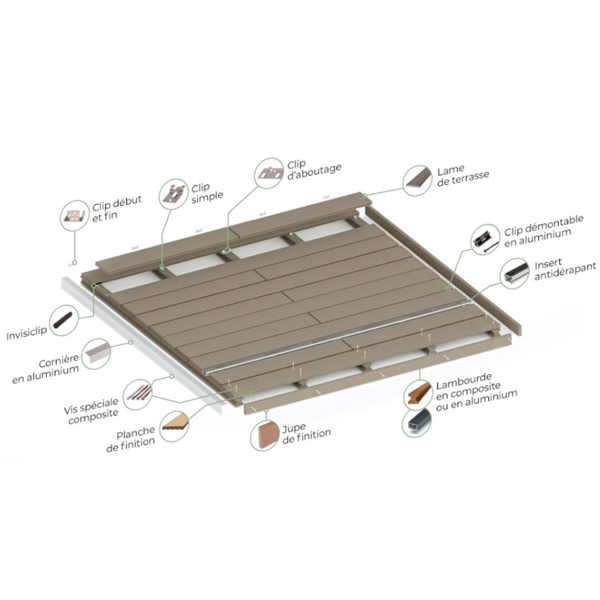 Lame de terrasse en bois composite Atmosphère Nuances Ipé - 138 MM x 23,00 MM - longueur 4,00 M
