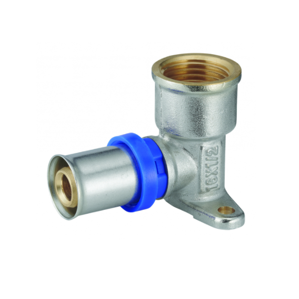 Raccord multicouche laiton à sertir Noyon & Thiebault coude applique multi profils F 1/2" Ø 16 mm