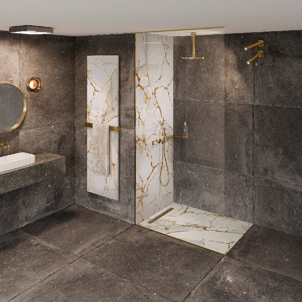 Panneau mural effet marbre étanche - 250 x 100 cm - Gold - ép. 3 mm