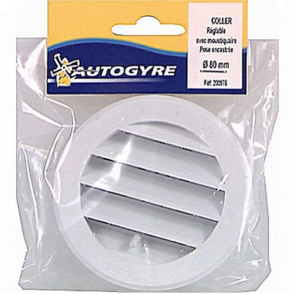 Grille de ventilation réglable à encastrer avec moustiquaire - diamètre 98 mm - Blanc