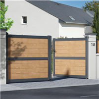 Portail PVC sur mesure Anténor CV 18 - Jusqu'à 4000 x 1800 mm - Battant ou coulissant et motorisable - Plein avec cadre Alu