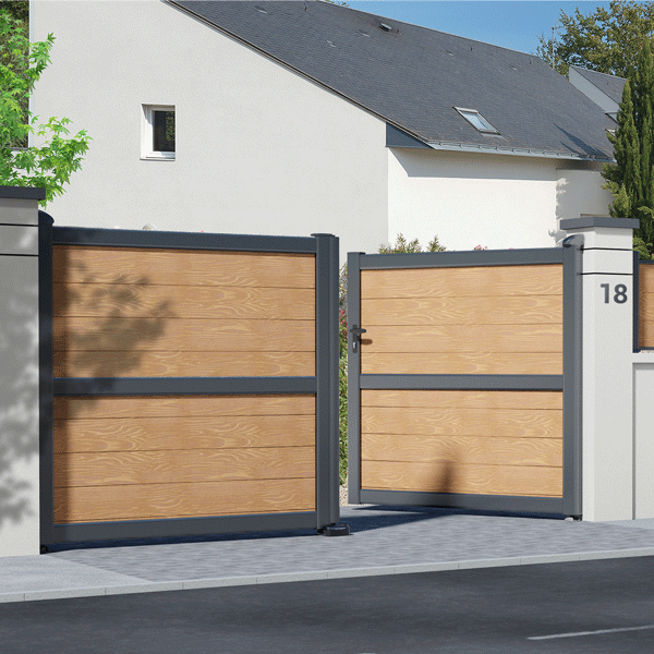 Portail PVC sur mesure Anténor CV 18 - Jusqu'à 4000 x 1800 mm - Battant ou coulissant et motorisable - Plein avec cadre Alu
