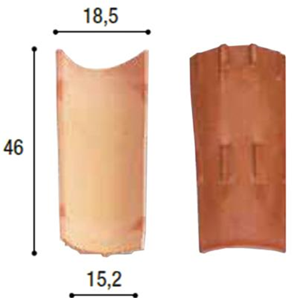 Tuile de courant à fond rond - Tradi'fix Tegula 46 - terre cuite - Corail - longueur 460 mm