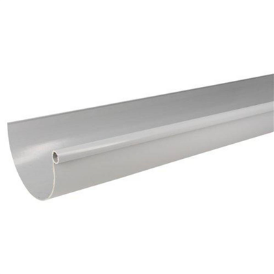 Gouttière 1/2 ronde en PVC développé de 33 - Longueur 4 m - Gris