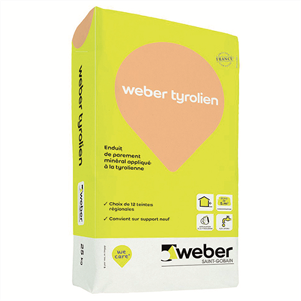 Enduit de parement teinté - Weber Tyrolien - 005 Pierre rosée - Sac de 25 KG