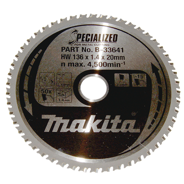 Lame de scie circulaire spécial métal - B-33641 Makita - 136 x 20 x 1.4 mm - 50 dents