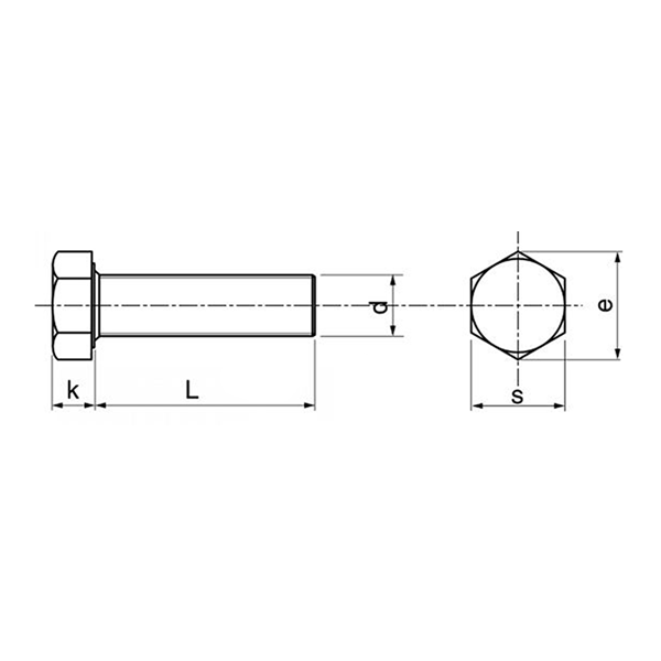 Vis à métaux tête hexagonale filetage total - Inox A2 DIN 933 - M12x80 - Boîte de 50
