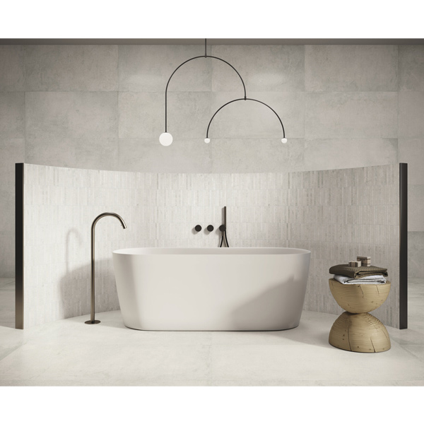 Carrelage mural sur filet effet pierre en grès cérame émaillé - Think - 30,0 CM x 30,0 CM - Blanc