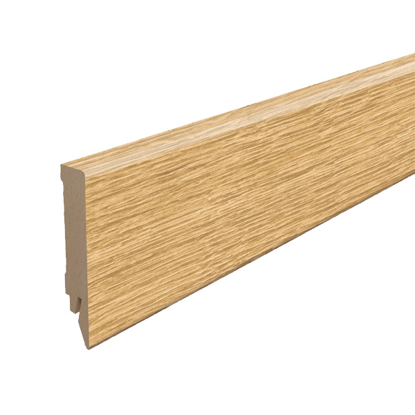 Plinthe MDF pour parquet stratifié Egger - Hauteur 80 mm - Ép.14 mm - Longueur 2,40 m - Chêne du Nord Marron Clair